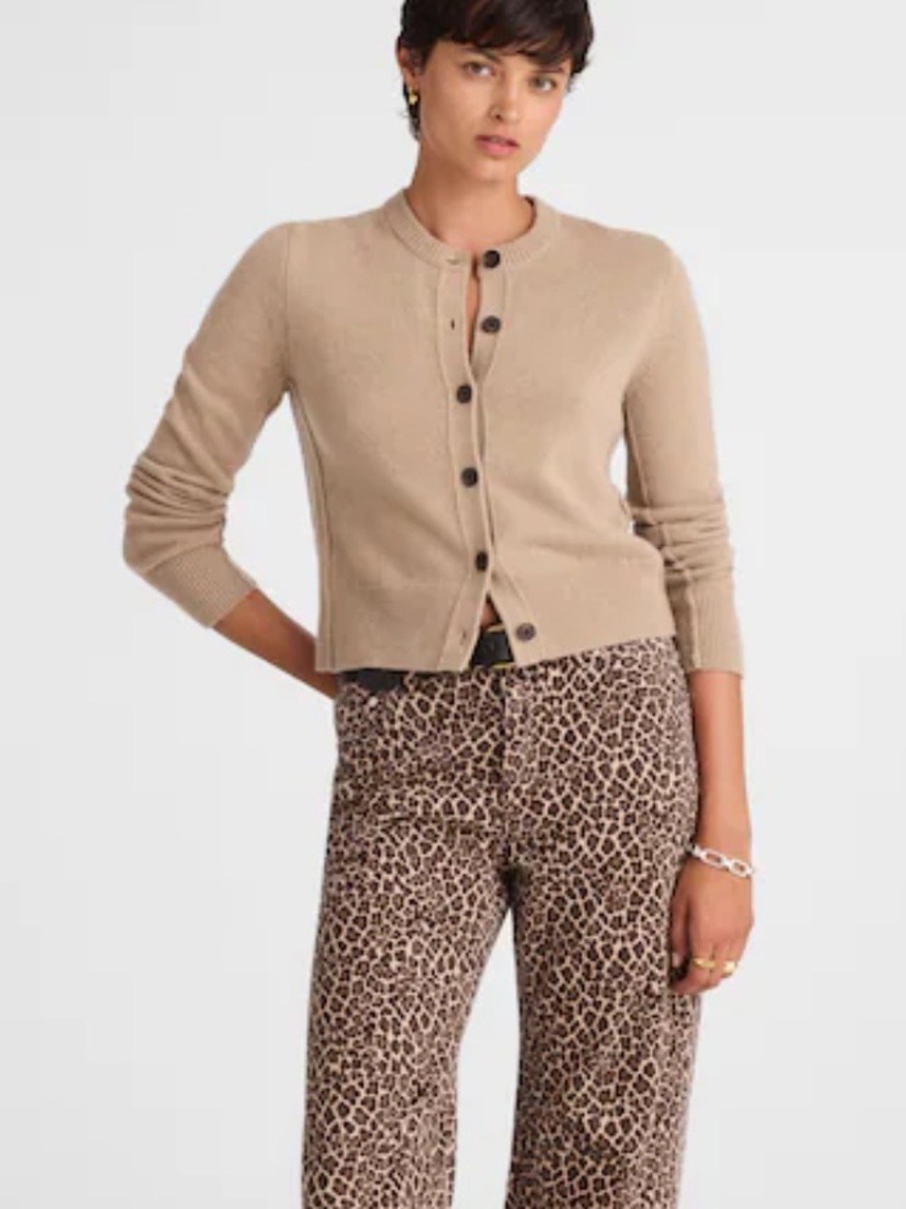 Madewell umber Cashmere Button-Front Cardigan Sweater